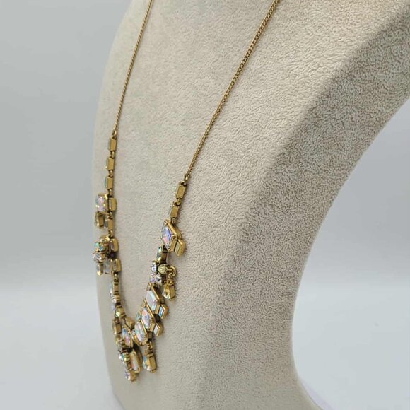 J Crew Gold Tone AB Crystal Statement Necklace Gorgeous! - Picture 4 of 10
